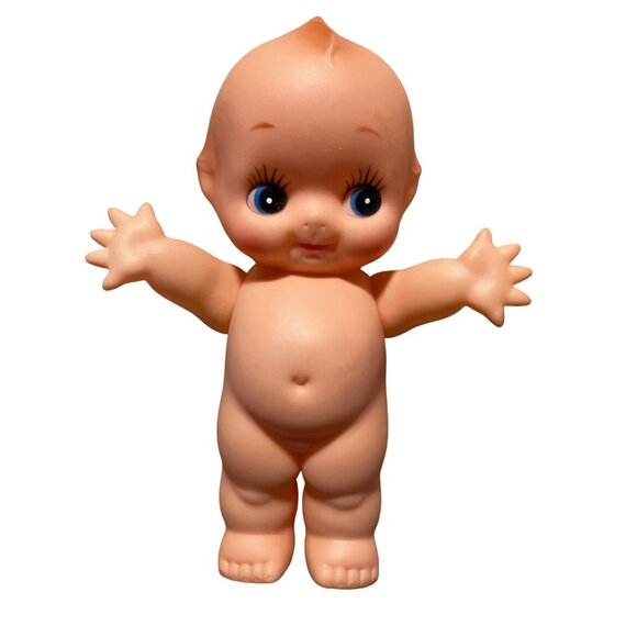 Kewpie Rubber Doll 7 Inch With Blue Eyes & Adorable Expression - Picture 1 of 12